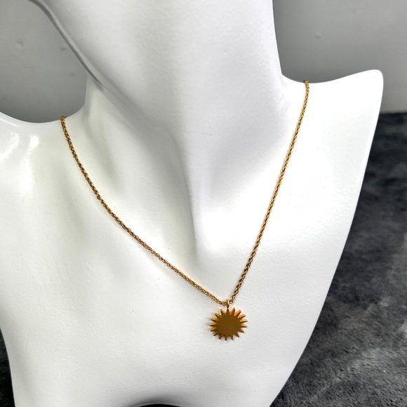 Madewell Sun Necklace Gold Plated Brass CZ Stone 21 inch Chain - Picture 4 of 8